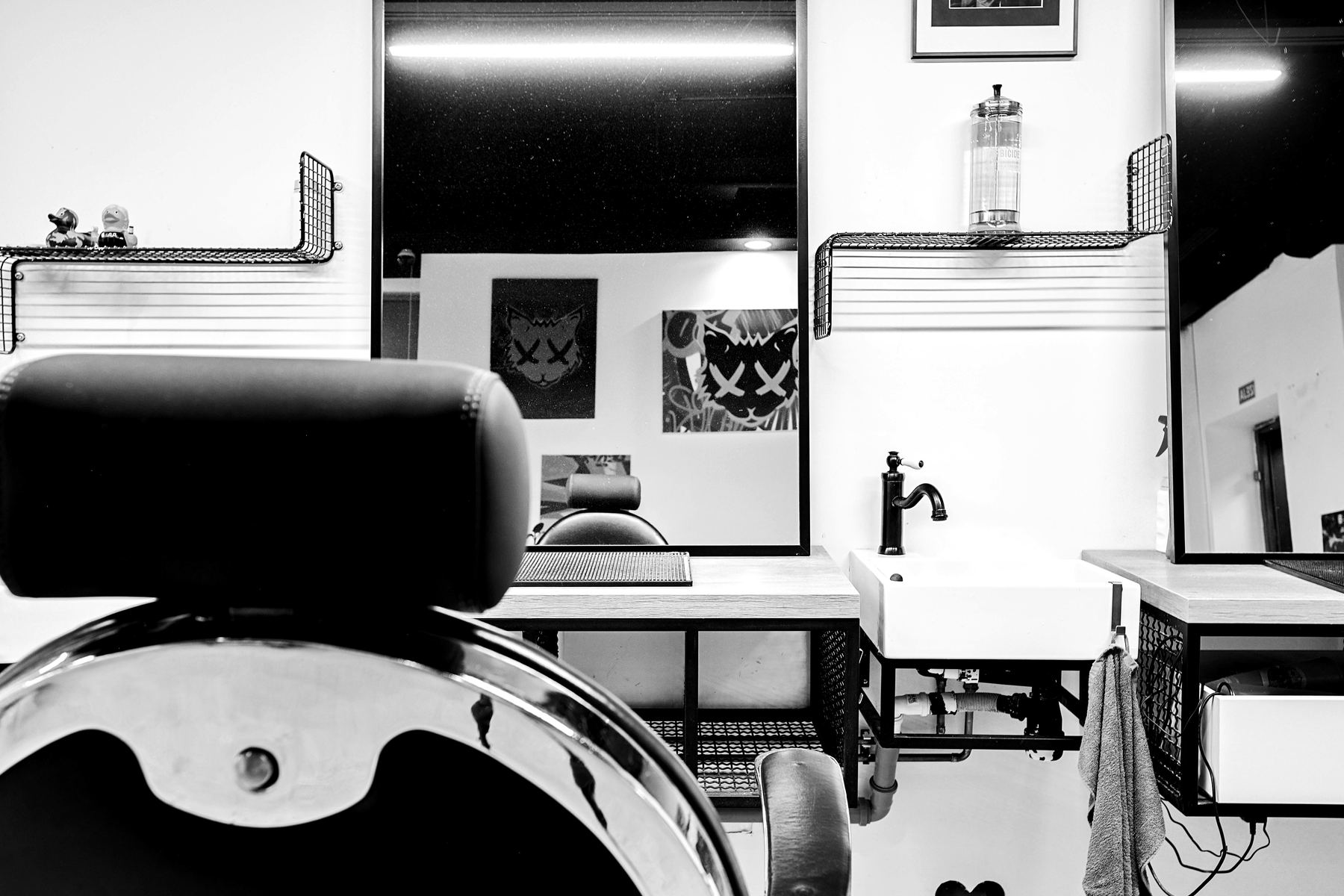 An individual professionally equipped barber workspace